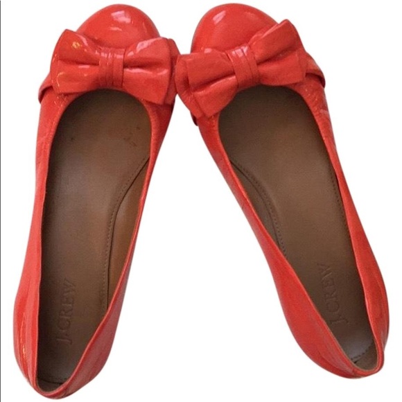 J. Crew | Coral Patent Leather Bow Toe Ballet Flat - Picture 4 of 7